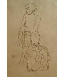 Gustav Klimt, Sitzender Halbakt nach links 