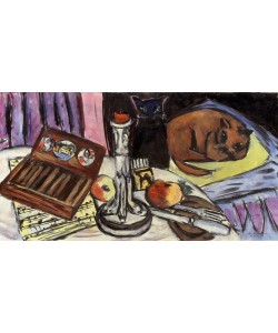 Max Beckmann, Stilleben mit silbernem Leuchter (Stilleben mit Katzen)