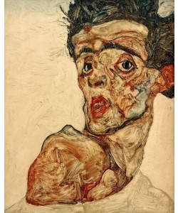 Egon Schiele, Selbstbildnis mit hochgezogener nackter Schulter