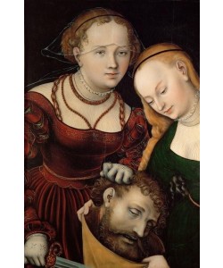 Lucas Cranach der Ältere, Judith mit dem Haupt des Holofernes und einer Dienerin