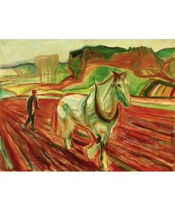Edvard Munch, Mann mit weißem Pferd in einer Sommernacht II