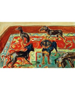 Edvard Munch, Fünf Welpen auf dem Teppich