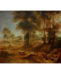 Peter Paul Rubens, Landschaft mit Fuhrwerk bei Sonnenuntergang
