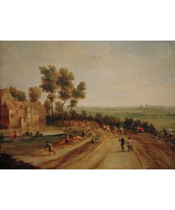 Lodewijk de Vadder, Landschaft mit tanzenden und rastenden Bauern
