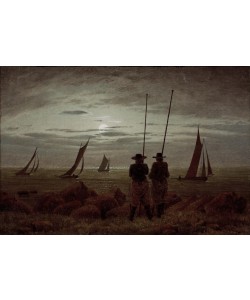 Caspar David Friedrich, Mondnacht am Strand mit Fischern