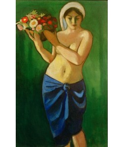 August Macke, Frau, eine Blumenschale tragend