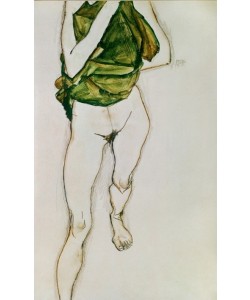Egon Schiele, Schreitender Torso in grünem Hemd