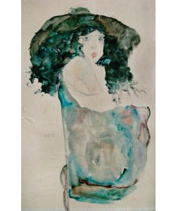 Egon Schiele, Mädchen mit schwarzen Haaren und Hut
