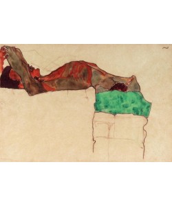 Egon Schiele, Liegender maennlicher Akt mit gruenem Tuch