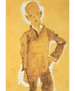 Egon Schiele, Stehender Knabe, linke Hand an die Huefte gestuetzt