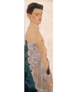 Egon Schiele, Aktselbstbildnis mit ornamentierter Drapierung