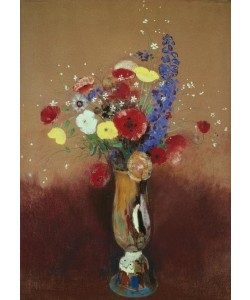 Odilon Redon, Bouquet de fleurs des champs dans un vase à long col