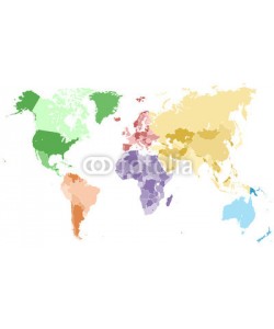 kartoxjm, Weltkarte - einzelne Kontinente in Farbe (hell)