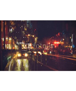 grandfailure, painting of night street with colorful lights
