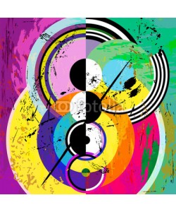 Kirsten Hinte, abstract circle background, retro/vintage style with paint strok