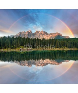 TTstudio, Alps Lake with rainbow - Lago di Carezza, Italy