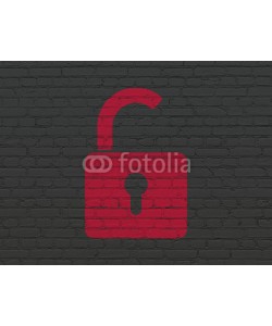 Maksim Kabakou, Information concept: Opened Padlock on wall background