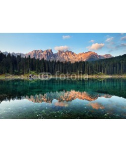 TTstudio, Lake with mountain forest landscape, Lago di Carezza