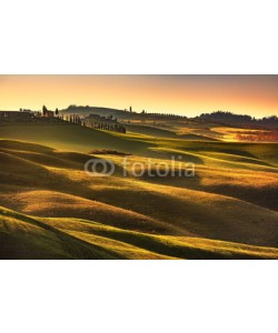 stevanzz, Tuscany spring, rolling hills on sunset. Rural landscape. Green