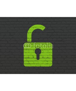 Maksim Kabakou, Data concept: Opened Padlock on wall background