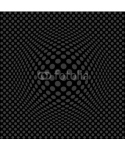 ldep, An emerging sphere on a dotted plan, simple optical illusion of a space distortion in a dark grey palette.
