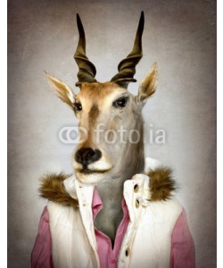 cranach, Goat in clothes. Digital illustration in soft oil painting style