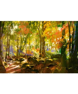 grandfailure, bright forest,beautiful nature in spring,illustration painting
