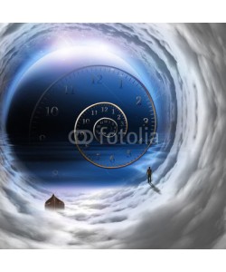 rolffimages, Man with boat in time tunnel