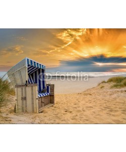 Blickfang, Strandkorb Nordsee Sonnenuntergang