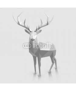 Kundra, Polygonal animal illustration. Vector low poly stag, with space for text.  Christmas graphic element.