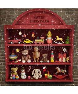 annamei, Holiday greeting card for Christmas or New Year with  showcase of toys