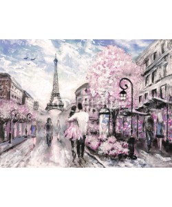 lisima, Oil Painting, Street View of Paris. .european city landscape