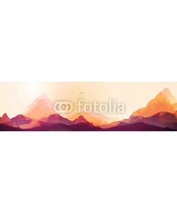 inbevel, Geometric Mountain and Sunset Background Panorama - Vector Illus