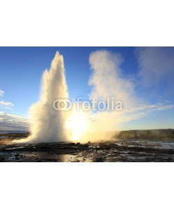 romanslavik.com, Strokkur Geysir Eruption against the Sun, Iceland