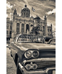 javigol860101, Sepia toned image of classic american parked in front of the Rev