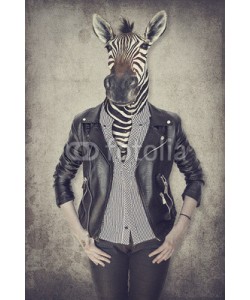 cranach, Zebra in clothes. Concept graphic in vintage style.