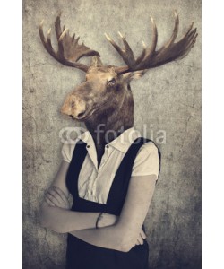 cranach, Moose in clothes. Concept graphic in vintage style.