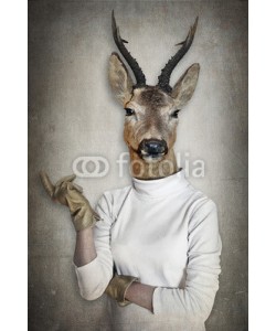 cranach, Deer in clothes. Concept graphic in vintage style.