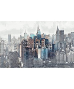 Tierney, Sketch of the Manhattan skyline cityscape