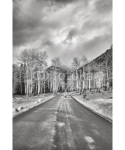 MaciejBledowski, Black and white photo of a rainy road, travel concept