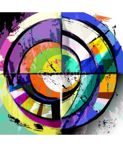 Kirsten Hinte, abstract circle background, retro/vintage style with paint strokes and splashes