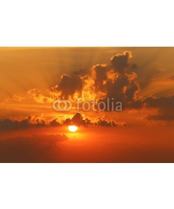 sutiporn, Sunset beautiful clouds sky and sun orange color backgrounds of nature in twilight