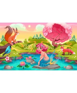 ddraw, Fantasy scene with mermaid and animals