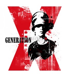 Yevhen, Modern teenage girl on grunge background.