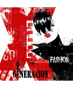Yevhen, Modern teenage girl on grunge background.