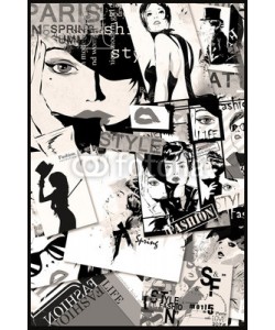 Yevhen, Modern teenage girl on grunge background.