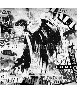 Yevhen, Modern teenage girl on grunge background.