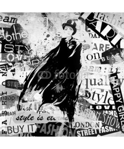 Yevhen, Modern teenage girl on grunge background.