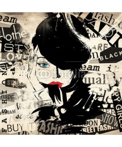 Yevhen, Modern teenage girl on grunge background.