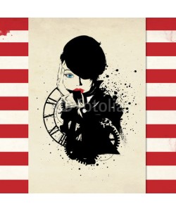 Yevhen, Modern teenage girl on grunge background.